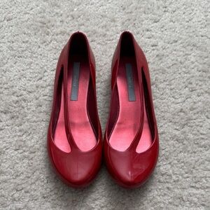 Melissa Women's Red Glossy Ballet Flats - Size 6